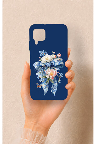 Vip Case Huawei P40 Lite Uyumlu Mavi Kurdeleli Çiçek Desenli Silikon Kılıf
