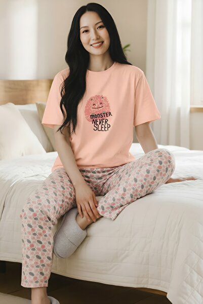Yeni İnci Women's 100% Cotton Short Sleeve Pajama Set