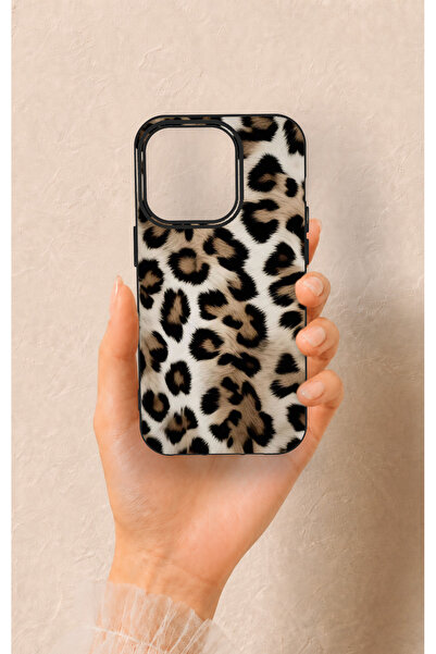 Vip Case iPhone 14 Pro Uyumlu Leopar Derisi Desenli Silikon Kılıf