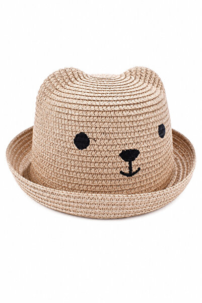 bebegen Girl's Powder Bear Ears Straw Fedora Hat 1-4 Years Old