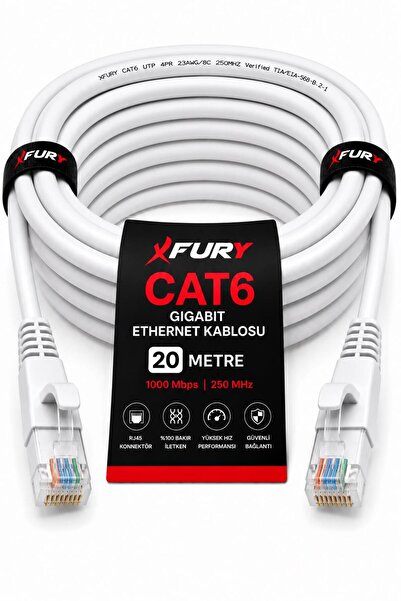 FURY Cat6 Ethernet Cable 20 Meters Rj45 Lan Internet Modem Router Computer Cable