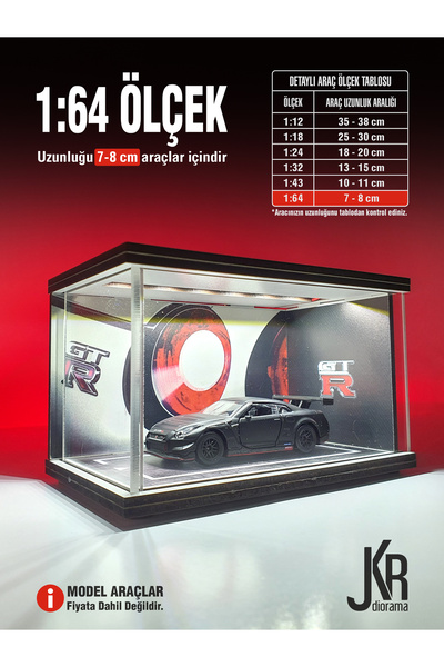 GT-R (R35) Diecast Led Işıklı Akrilik Korumalı Stand/Diorama 1:64 ÖLÇEK