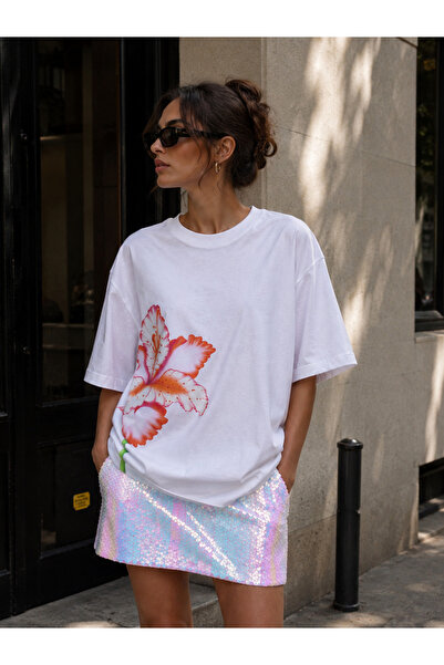 Oversize Cut Short Sleeve Printed T-shirt