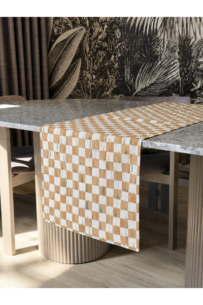 Skhome Checkered Floral Modern Decorative Printed Runner 1 Piece 40X140Cm (Sk...