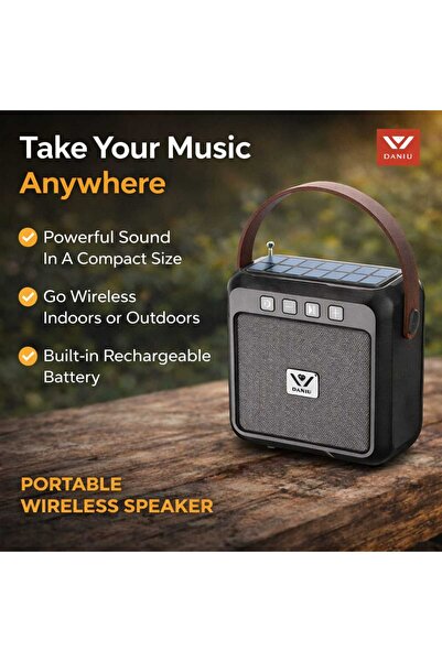 iqra Daniu Portable Wireless Bluetooth Speaker with USB AUX Rechargeable