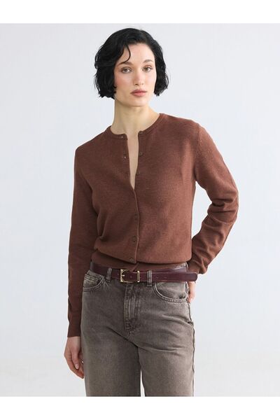 LC Waikiki Lcw Vision Brown Crew Neck Women's Knitwear Cardigan