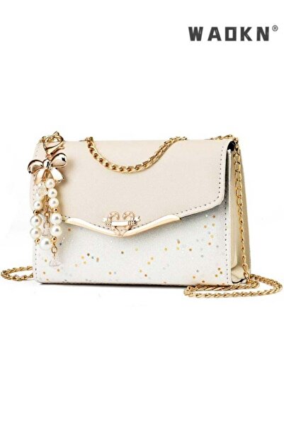WAOKN Women's Pearl Pendant Shoulder Bag, Girls' Fashion Trend Chain Handbag ...