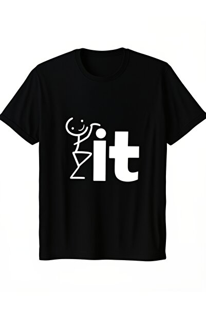 12 Teknoloji تي شيرت رجالي أسود كلاسيكي بأكمام قصيرة بطبعة IT (شعارات تقنية) ...