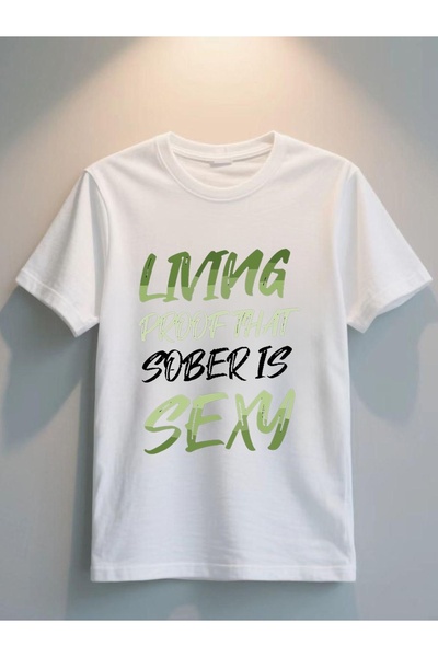 LİNA06 Men'S LIVING PROOF THAT SOBER IS SEXY Graphic T-Shirt, 180 Gsm Relaxed...