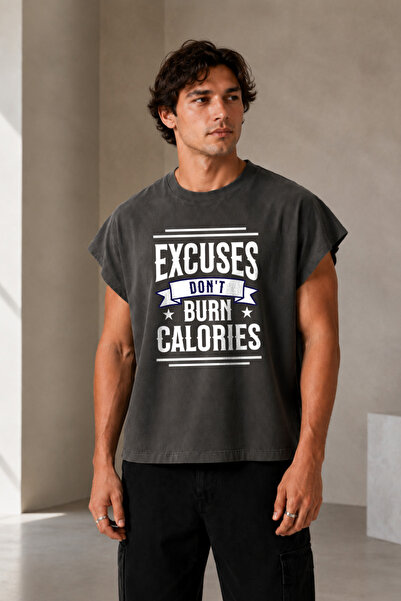 Velostra Men's Oversize Gym Excuses Printed Athlete Daily Use Street Wear Cre...