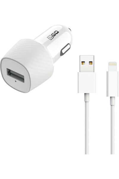 2go Φορτιστής αυτοκινήτου με μία θύρα: 1xUSB με καλώδιο Lightning, Λευκό χρώμ...