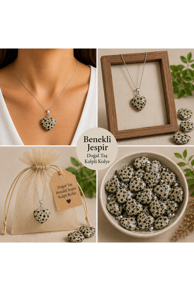 best bioenerji taş terapi Spotted Jasper Heart Natural Stone Necklace |   Cer...