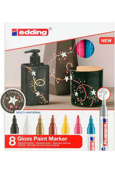 Edding Markere cu vopsea lucioasă, 8 bucăți, colorate