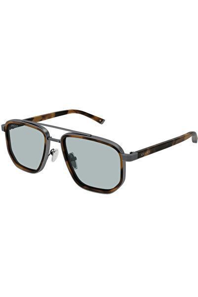 Gucci GG2073S 002 Ruthenium Ice Blue Navigator Erkek Gunes Gozlugu