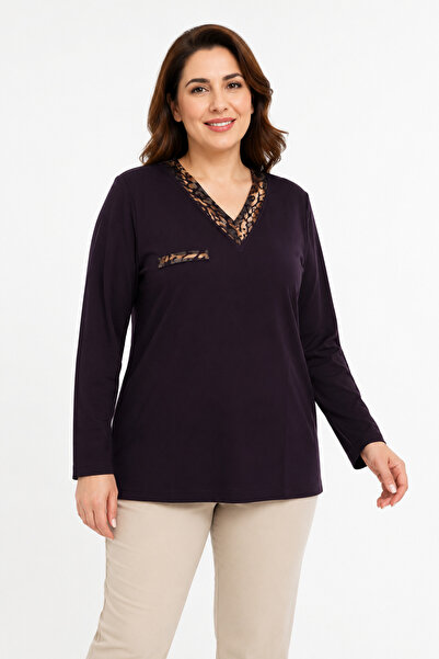 Mutlu City Women's Middle Age and Above V-Neck Patterned Mother Combed Cotton...