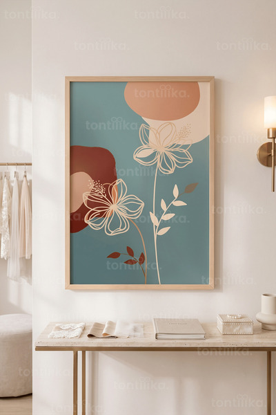 Tontilika Çiçek Temalı Minimal 1. Kalite Ahşap Çerçeveli Tablo