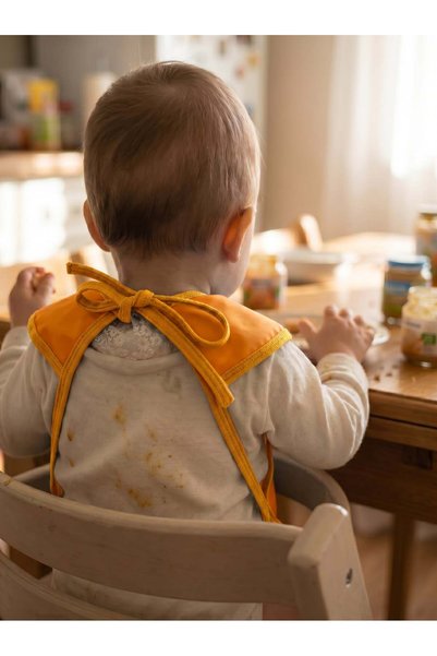 kubbe Orange Waterproof Baby Bib |   For Blw and Complementary Foods |   6-24 Months