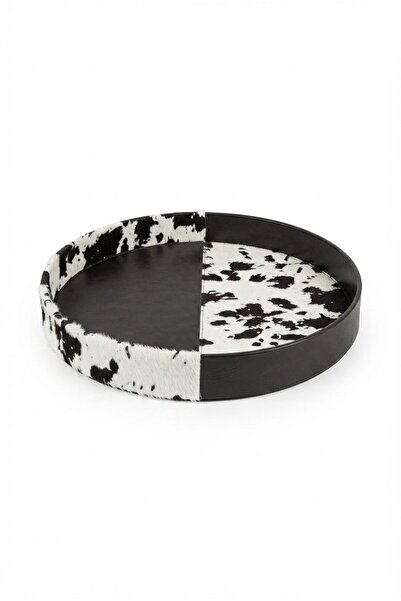 HANN Dekorasyon Tray Casalona Black and White Patchy Feather