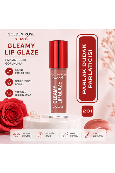 Golden Rose Mood Gleamy Lip Glaze Lip Gloss No:201