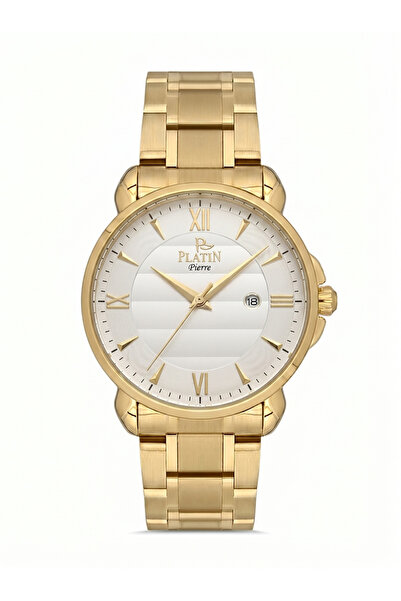 Platin Pierre Hds-1284Ga-B1 Steel Cord Calendar Men's Wristwatch