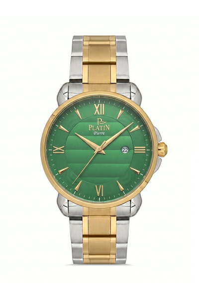 Platin Pierre Hds-1284Ga-D10 Steel Cord Calendar Men's Wristwatch