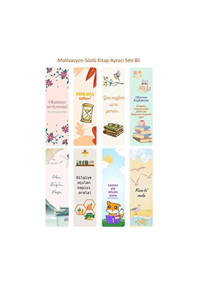 Seçkin Trend Set of 8 Motivational Quotes Bookmarks-4, 4X14Cm, Laminated for ...