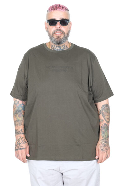 ModeXL Mode XL Plus Size T-Shirt Bis There Is No Right 26120 KHAKI