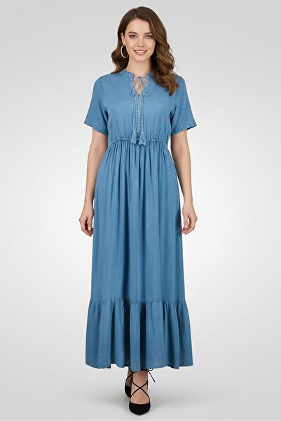 Epiphany Women Washed Maxi Dress, Blue