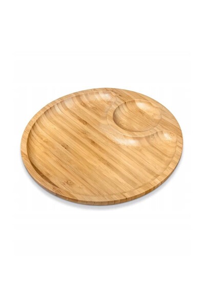 WILMAX ENGLAND Platou compartimentat rotund din bambus, pentru aperitive, 30....