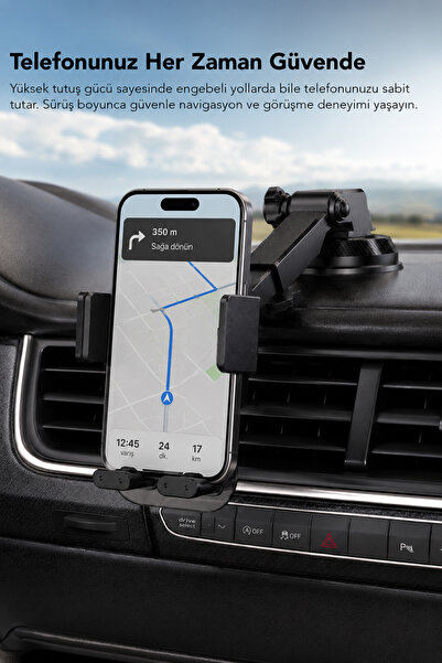 mimtec Vakumlu Telefon Tutucu - Araç İçi 360° Döner Ayarlanabilir Telefon Tutucu