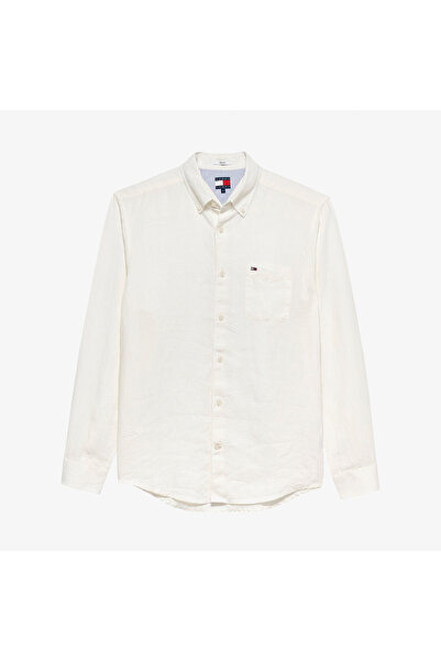 Tommy Hilfiger Tjm Men's Regular Ecru Linen Shirt