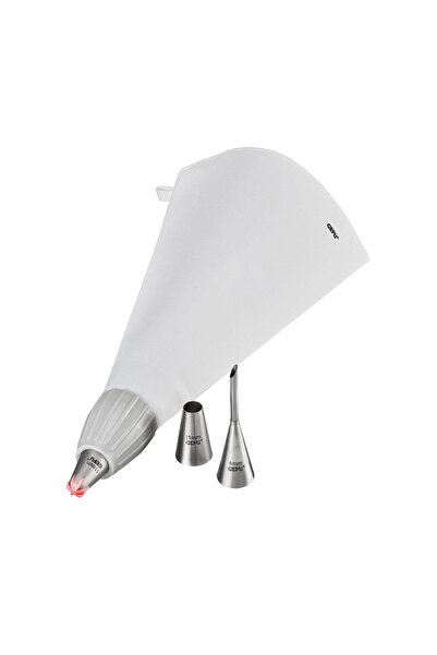 GEFU Set ornare prajituri, Gefu, Bumbac/Inox, 34.5 x 23.5 x 5 cm, Alb/Argintiu