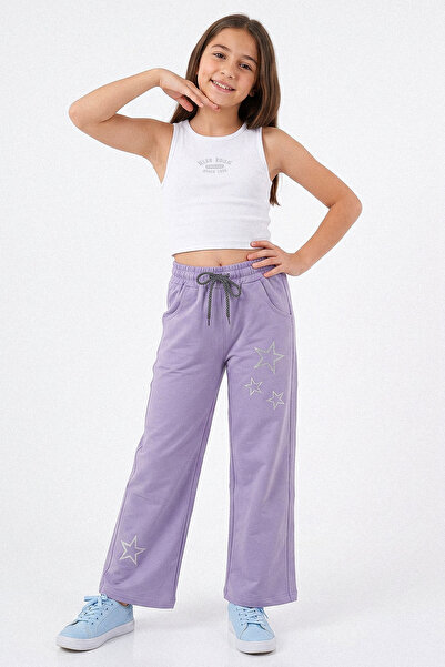 kinderos Star Printed Wide Leg Girls' Sweatpants - 26Y 26104