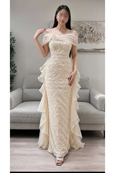 MNCENTER Beige Evening Dress