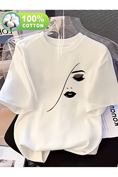 PAVRO تيشيرت مريح للجنسين بطباعة مختلطة