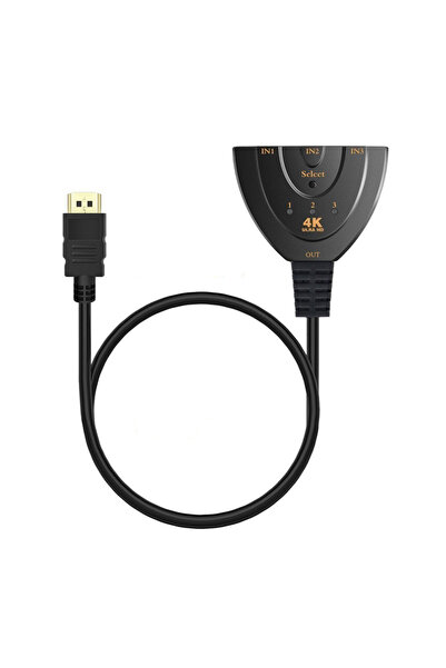 POWERTECH Διακόπτης HDMI CAB-H077, 3 σε 1, 4K, 0.50μ, μαύρο