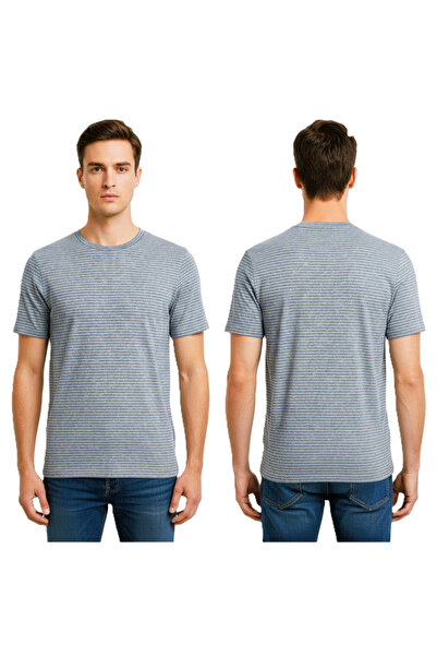 Pedee Men's 100% Combed Cotton Striped Crew Neck T-Shirt – 180 GSM – Soft & B...