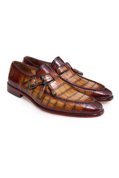 FRANCO CALVANI Mink Color Laceless Genuine Leather Men's Shoes