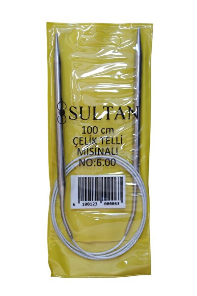 Sultan Çelik Telli Misinalı Şiş Numara 6 ( 6,0 mm) 100 cm (iki şiş arasi ölçü...