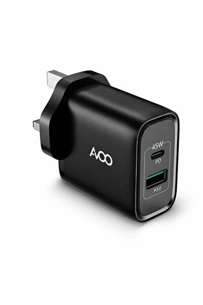 AVOO بكج الشحن الكامل – شاحن 45W + باوربانك 10000mAh + كيبل 60W + محول مجاني