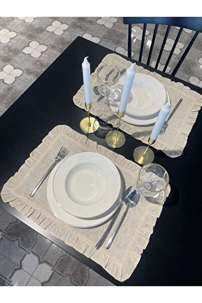 Lucien Home Ruffled Linen Effect American Service Set of 2