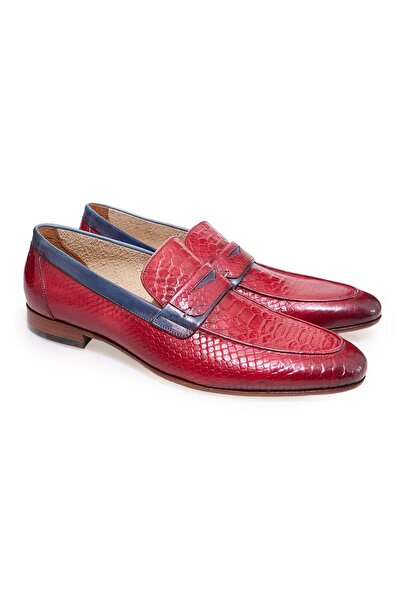 FRANCO CALVANI Red Color Laceless Genuine Leather Men's Shoes