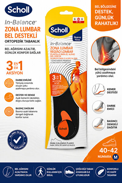 Scholl In-Balance Bel Destekli Ortopedik Tabanlık 40-42 Numara (M) - Bel Ağrı...