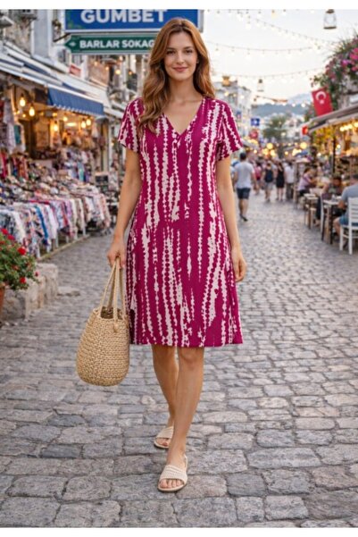 BUTİK AYVİTRİN Women's Patterned Viscose Dress