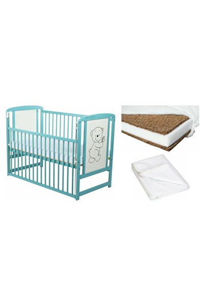 Babyneeds Set Patut din lemn bebe Babyneeds, Timmi Mint cu laterala culisanta...