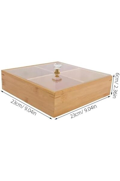 Yıldızan Bamboo 4-Compartment Snack Bowl with Lid, Breakfast Bowl, Mica Lid, ...