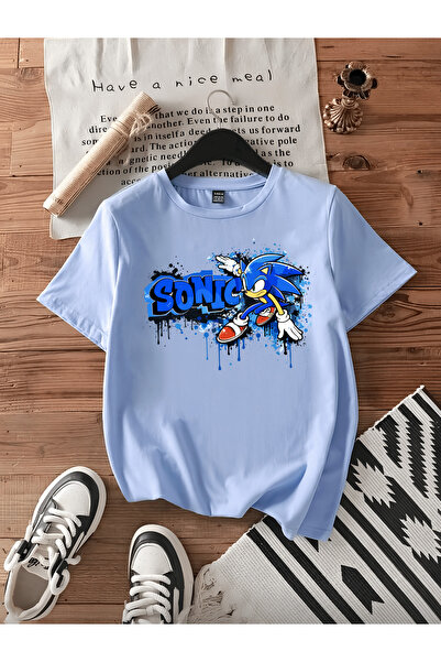 MAGORS تيشيرت للأطفال من SONIC THE HEDGEHOG بطبعة الموسم الجديد وياقة دائرية ...