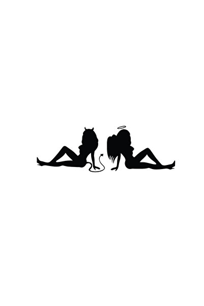 Amo-Stickers Демон-Ангел Стикер за кола 25см Бял