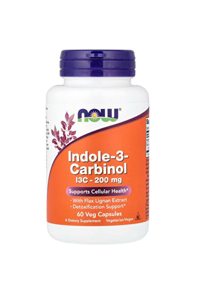 Now Foods Herbal, Indole-3-Carbinol 200 mg with Flax Lignan Extract, 60 Veg C...