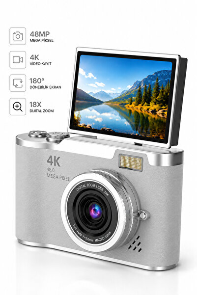 RAYLAX 4K Dijital Fotoğraf Makinesi 48MP Flip Ekran 18X Zoom Flaşlı Fotograf ...
